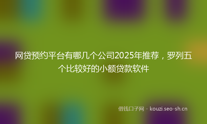 网贷预约平台有哪几个公司2025年推荐，罗列五个比较好的小额贷款软件