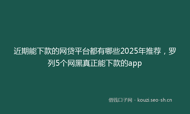 近期能下款的网贷平台都有哪些2025年推荐，罗列5个网黑真正能下款的app