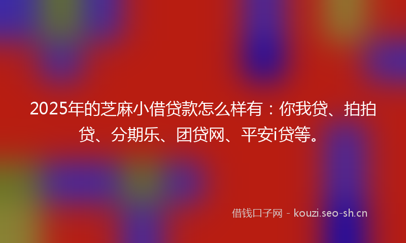 2025年的芝麻小借贷款怎么样有：你我贷、拍拍贷、分期乐、团贷网、平安i贷等。