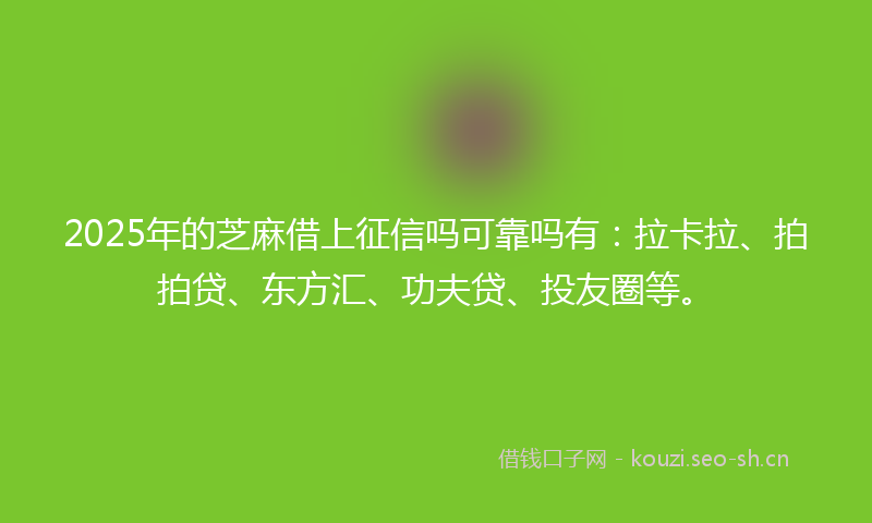 2025年的芝麻借上征信吗可靠吗有：拉卡拉、拍拍贷、东方汇、功夫贷、投友圈等。