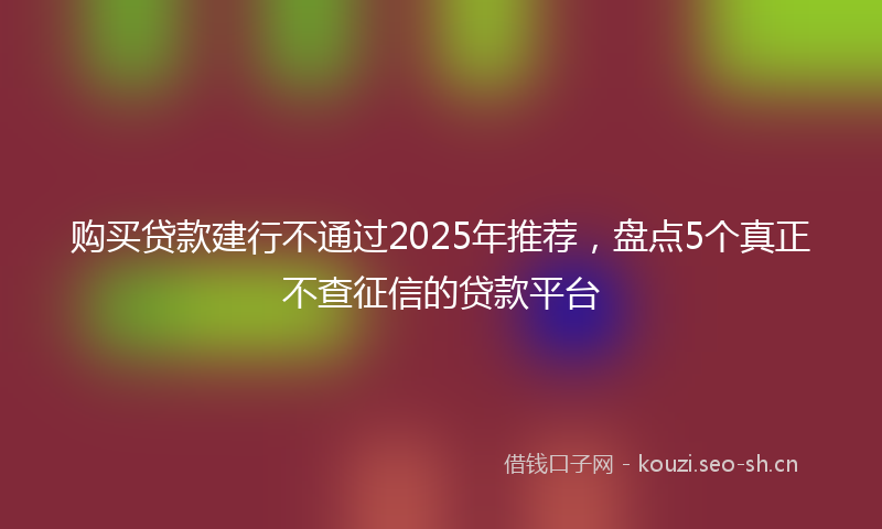 购买贷款建行不通过2025年推荐，盘点5个真正不查征信的贷款平台