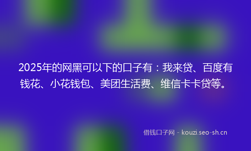 2025年的网黑可以下的口子有：我来贷、百度有钱花、小花钱包、美团生活费、维信卡卡贷等。