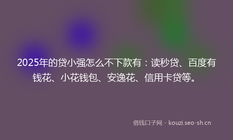 2025年的贷小强怎么不下款有：读秒贷、百度有钱花、小花钱包、安逸花、信用卡贷等。