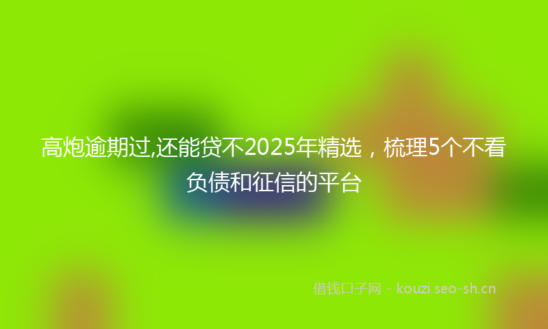 高炮逾期过,还能贷不2025年精选，梳理5个不看负债和征信的平台