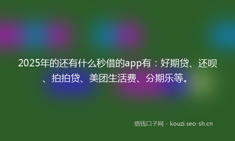 2025年的还有什么秒借的app有：好期贷、还呗、拍拍贷、美团生活费、分期乐等。