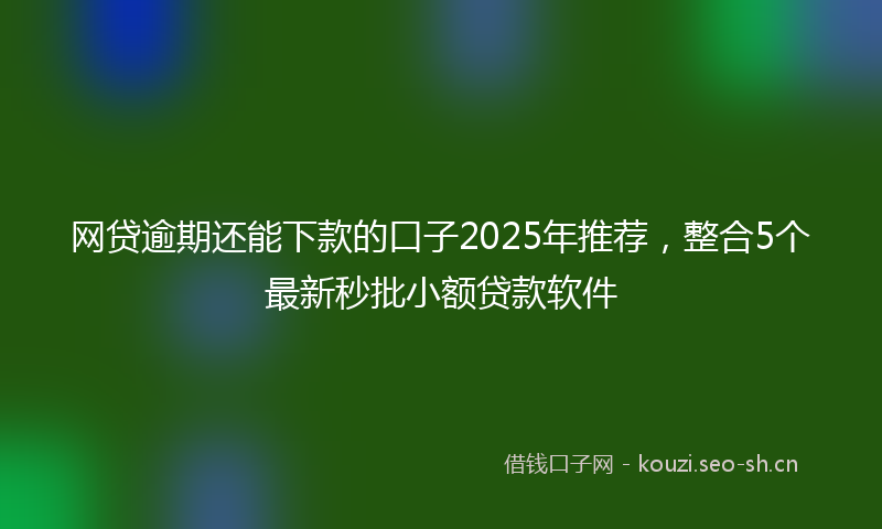 网贷逾期还能下款的口子2025年推荐，整合5个最新秒批小额贷款软件