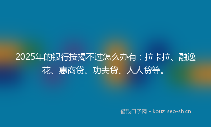 2025年的银行按揭不过怎么办有：拉卡拉、融逸花、惠商贷、功夫贷、人人贷等。