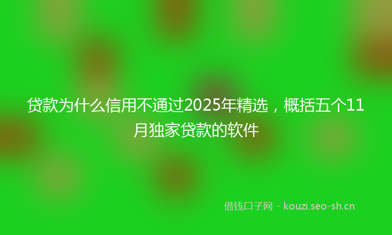 贷款为什么信用不通过2025年精选，概括五个11月独家贷款的软件