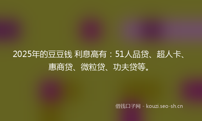 2025年的豆豆钱 利息高有：51人品贷、超人卡、惠商贷、微粒贷、功夫贷等。