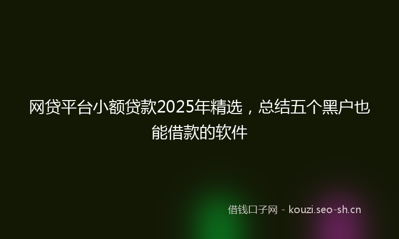 网贷平台小额贷款2025年精选，总结五个黑户也能借款的软件
