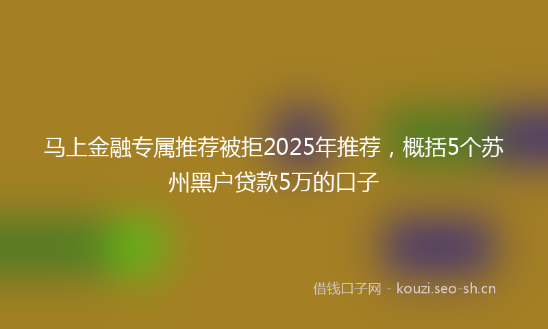 马上金融专属推荐被拒2025年推荐，概括5个苏州黑户贷款5万的口子