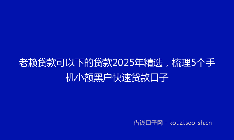 老赖贷款可以下的贷款2025年精选，梳理5个手机小额黑户快速贷款口子