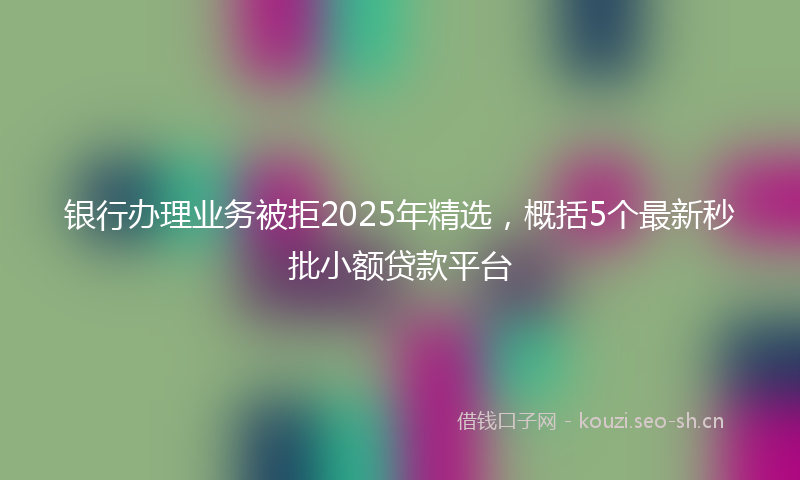 银行办理业务被拒2025年精选，概括5个最新秒批小额贷款平台