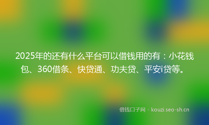 2025年的还有什么平台可以借钱用的有：小花钱包、360借条、快贷通、功夫贷、平安i贷等。