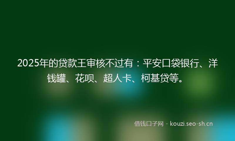 2025年的贷款王审核不过有：平安口袋银行、洋钱罐、花呗、超人卡、柯基贷等。