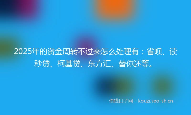 2025年的资金周转不过来怎么处理有：省呗、读秒贷、柯基贷、东方汇、替你还等。
