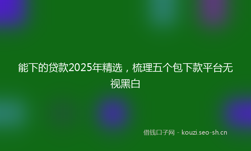 能下的贷款2025年精选，梳理五个包下款平台无视黑白