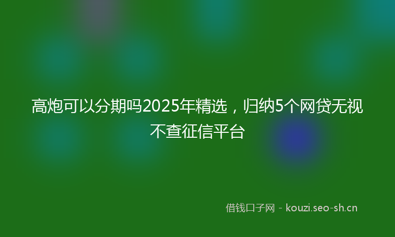 高炮可以分期吗2025年精选，归纳5个网贷无视不查征信平台