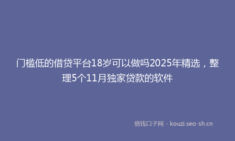门槛低的借贷平台18岁可以做吗2025年精选，整理5个11月独家贷款的软件