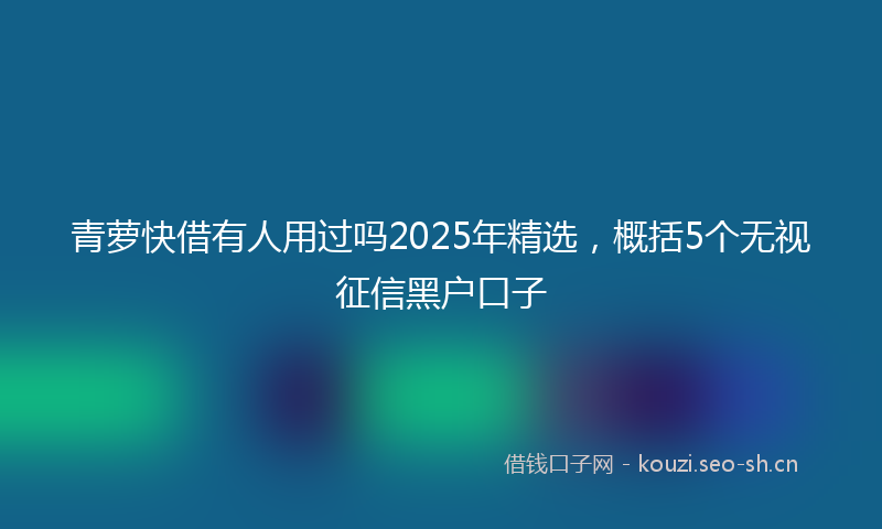 青萝快借有人用过吗2025年精选，概括5个无视征信黑户口子