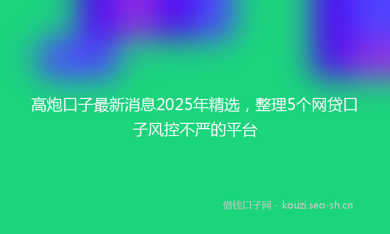 高炮口子最新消息2025年精选，整理5个网贷口子风控不严的平台