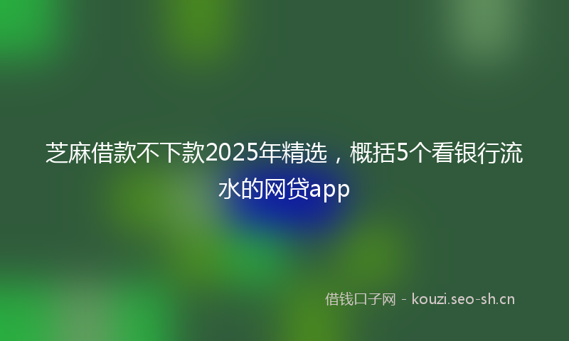芝麻借款不下款2025年精选，概括5个看银行流水的网贷app