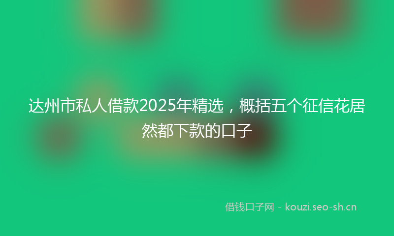 达州市私人借款2025年精选，概括五个征信花居然都下款的口子