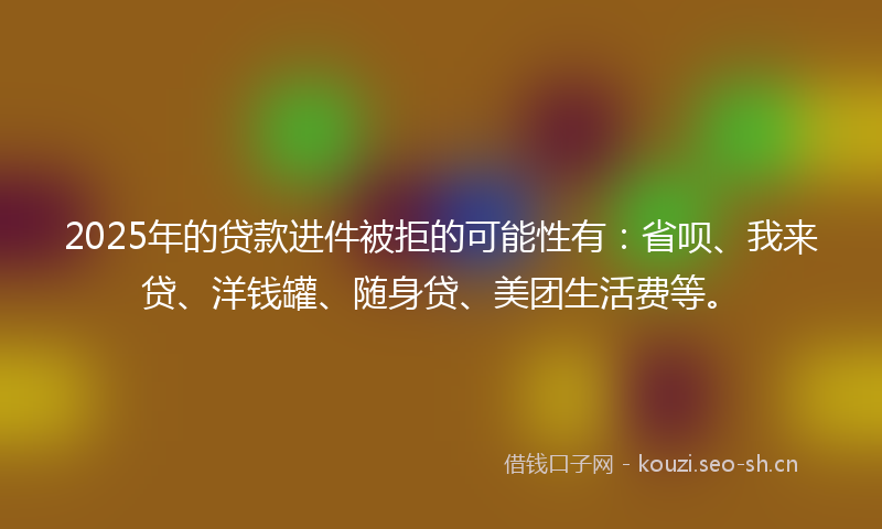 2025年的贷款进件被拒的可能性有：省呗、我来贷、洋钱罐、随身贷、美团生活费等。