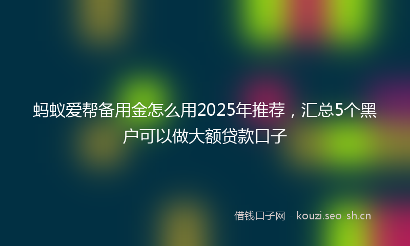 蚂蚁爱帮备用金怎么用2025年推荐，汇总5个黑户可以做大额贷款口子