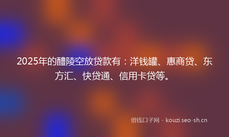 2025年的醴陵空放贷款有：洋钱罐、惠商贷、东方汇、快贷通、信用卡贷等。
