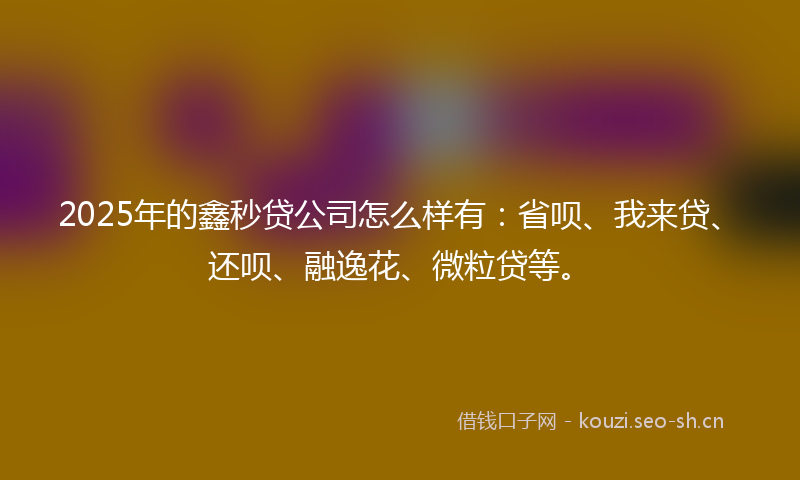 2025年的鑫秒贷公司怎么样有：省呗、我来贷、还呗、融逸花、微粒贷等。