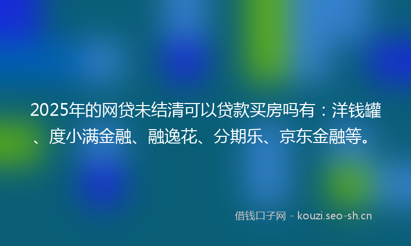 2025年的网贷未结清可以贷款买房吗有：洋钱罐、度小满金融、融逸花、分期乐、京东金融等。