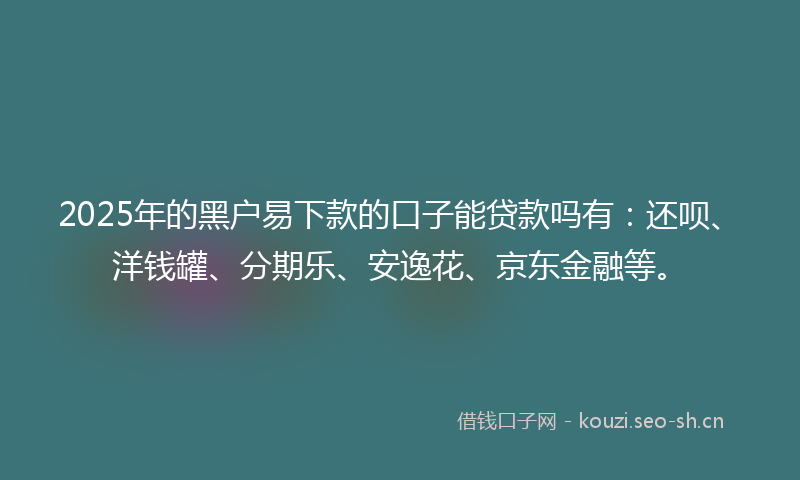 2025年的黑户易下款的口子能贷款吗有：还呗、洋钱罐、分期乐、安逸花、京东金融等。