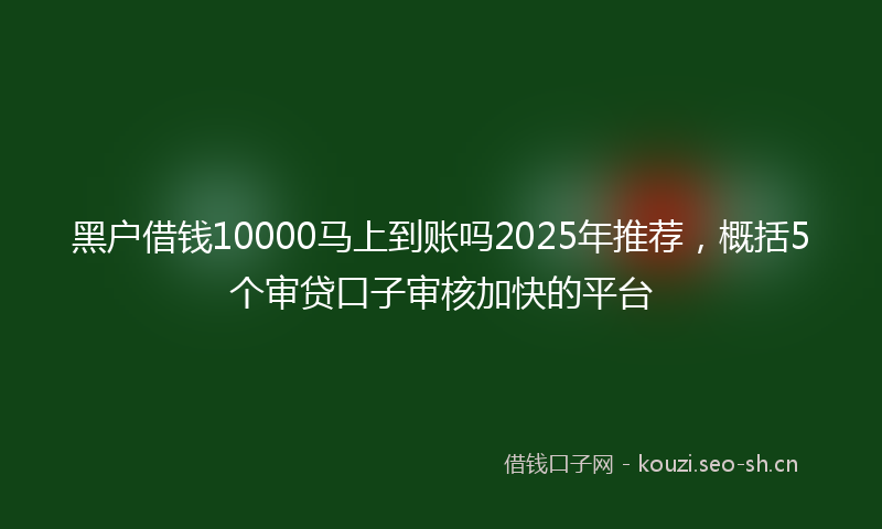 黑户借钱10000马上到账吗2025年推荐，概括5个审贷口子审核加快的平台