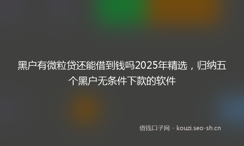 黑户有微粒贷还能借到钱吗2025年精选，归纳五个黑户无条件下款的软件