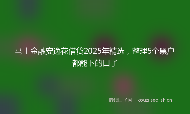 马上金融安逸花借贷2025年精选，整理5个黑户都能下的口子