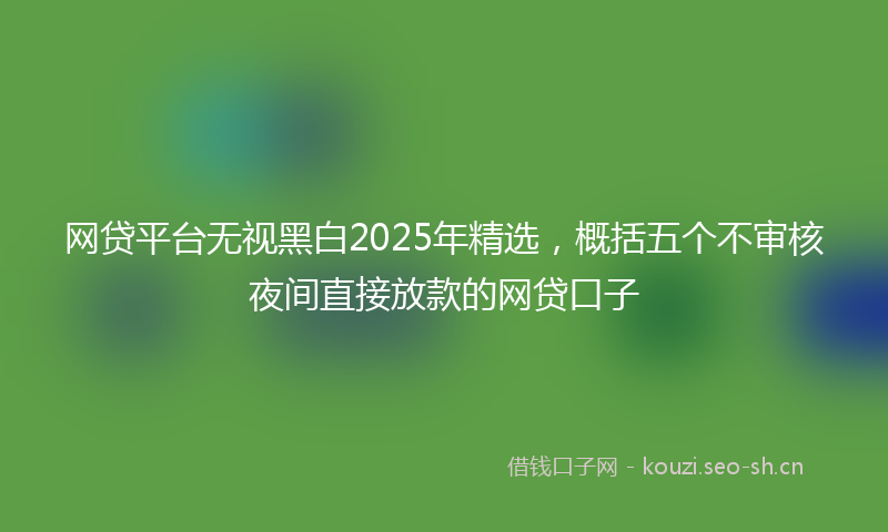 网贷平台无视黑白2025年精选，概括五个不审核夜间直接放款的网贷口子