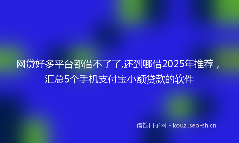 网贷好多平台都借不了了,还到哪借2025年推荐，汇总5个手机支付宝小额贷款的软件