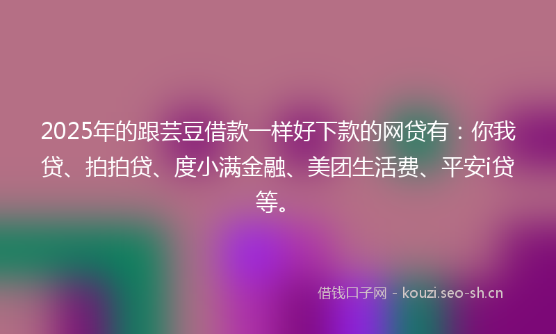 2025年的跟芸豆借款一样好下款的网贷有：你我贷、拍拍贷、度小满金融、美团生活费、平安i贷等。