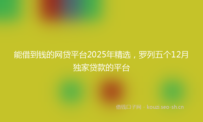 能借到钱的网贷平台2025年精选，罗列五个12月独家贷款的平台