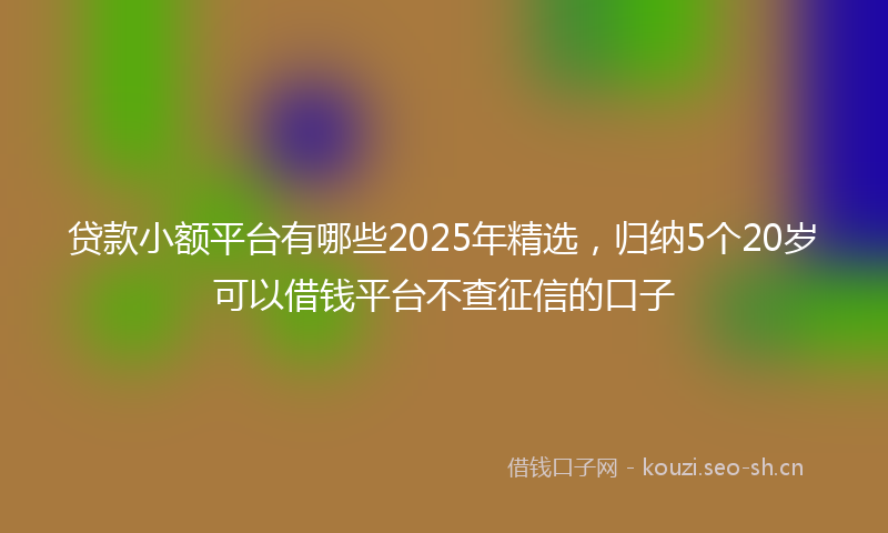 贷款小额平台有哪些2025年精选，归纳5个20岁可以借钱平台不查征信的口子