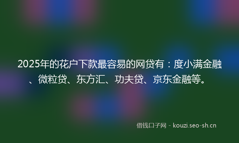 2025年的花户下款最容易的网贷有：度小满金融、微粒贷、东方汇、功夫贷、京东金融等。