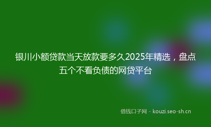 银川小额贷款当天放款要多久2025年精选，盘点五个不看负债的网贷平台