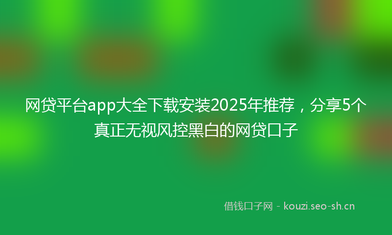 网贷平台app大全下载安装2025年推荐，分享5个真正无视风控黑白的网贷口子