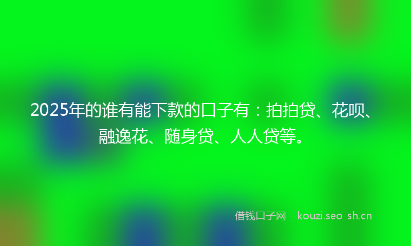 2025年的谁有能下款的口子有：拍拍贷、花呗、融逸花、随身贷、人人贷等。