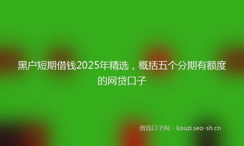 黑户短期借钱2025年精选，概括五个分期有额度的网贷口子