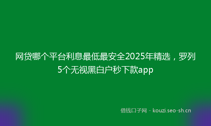 网贷哪个平台利息最低最安全2025年精选，罗列5个无视黑白户秒下款app