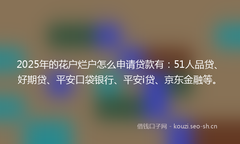 2025年的花户烂户怎么申请贷款有：51人品贷、好期贷、平安口袋银行、平安i贷、京东金融等。