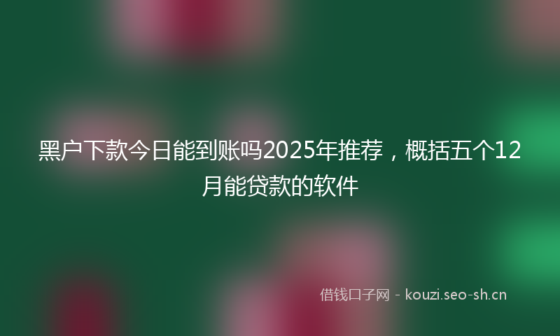 黑户下款今日能到账吗2025年推荐，概括五个12月能贷款的软件