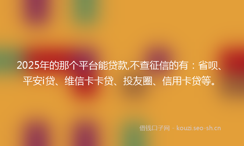 2025年的那个平台能贷款,不查征信的有：省呗、平安i贷、维信卡卡贷、投友圈、信用卡贷等。